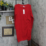 Ny Collection Women's Boat Neck Front Ruched Sweater Dress MSVD0433 Red XL