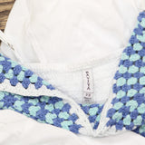 Raviya Womens Plus Size Crochet Flounce-Hem Cover Up 76613X White / Blue 2X