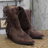 Universal Thread Patsy Tall Fringe Western Boots Mid Calf Chcolate Brown 7.5M