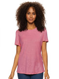 Felina Ladies Womens Slub Crew Tee 1460763 Heather Rose Pink XL