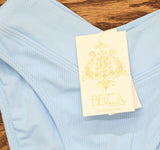 Becca Womens Modern Edge Textured Rib High-Waist Bikini Bottom Ice Blue XS