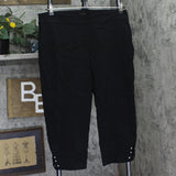 JM Collection Elastic Waist Crisscross Cutout Embellished Dress Pants Black PXL