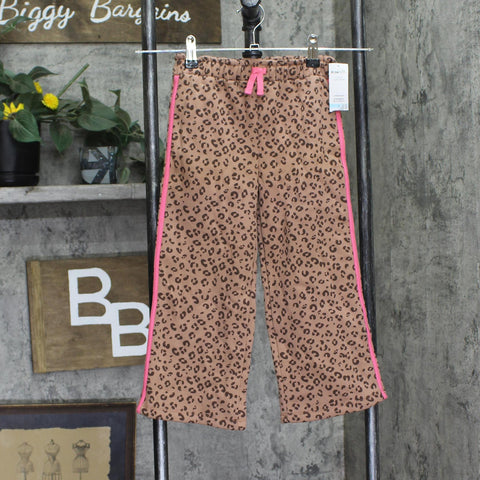 Kids Headquarters Little Girls Fleece Straight Leg Sweatpants Cheetah Brown 5