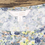 LC Lauren Conrad Womens Knit Textured Puff Sleeve Shirt Top Blue Multi S