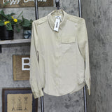 DKNY Womens Long Sleeve Point Collar Pocket Shirt UG4TT666 Trench Brown XS