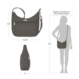 Travelon Anti-Theft Essentials East/West Hobo Bag 43486-510 Smoke Gray One Size
