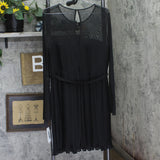 DKNY Womens Chiffon Pleated Tie Waist Illusion Mesh Dress DD4KI694 Black 12