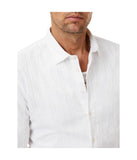 John Varvatos Mens Oversized Fit Textured Shirt Button Up W989F25-93MA White S