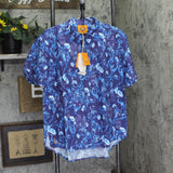 Coniglio Palm Beach Golfview Button-Up Short Sleeve Shirt Cranes Blue