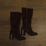 Style & Co. Brysonn Round Toe Boots Block Heel Faux Suede Dark Roast Brown 7.5M