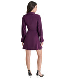 DKNY Womens Petite Collared-V-Neck Long-Sleeve Dress XD4G2C86 Raisin Purple 12P
