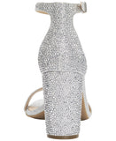 INC International Concepts Block Heel Sandals Silver Crystal Gray 6.5M