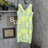 Anne Klein Women's Jacquard V-Neck Sheath Dress 10869721 Sprout Multi Yellow 2