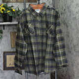 Haband Mens Flannel Long Sleeve Button Up Plaid Shirt Green Multi 3X
