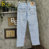 Levi's Upcycle Crochet 550 Baggy Straight Leg Jeans Light Blue See Measurements