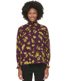 Calvin Klein Womens High Neck Smocked Long Sleeve Blouse M2HAZ558