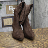 A New Day Justice Mid-Calf Cone Heel Boots with Memory Foam 94568889 Brown 7M