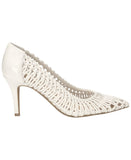 INC International Concepts Zitah Woven Pointed Toe Pumps White Woven 9M