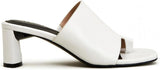 Alfani Womens Colyerrl Leather Block Heel Slide Sandals White Leather 6.5M