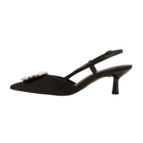 A New Day Annette Satin Slingback Heels with Memory Foam Insole Black 7.5M