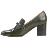 Journee Collection Womens Crawford Block Heel Loafer Pumps Olive Green 7M