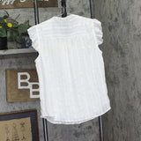 Calvin Klein Tie Neck Ruffle Cap Sleeve Blouse S22T993A Cream Off White L