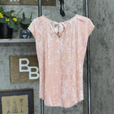 LC Lauren Conrad Womens Knit Tie Neck Crushed Velvet Shirt Blouse Top Pink M