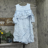 Charter Club Big Girls Cold-Shoulder Chambray Dress Frost Wash Blue S