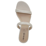 Lifestride Kitten Heel Open Toe Slip-On Double Strap Sandals Bone Off White 5.5M