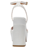 DV Dolce Vita Platform Block Heeled Pearl Dress Sandal Ivory Off White 8.5M