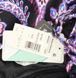Swim Solutions Tummy Control Swim Dress One Piece Dancing Paisley Black Multi 14