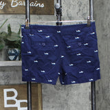 British Khaki Womens Embroidered Shark Stretch Shorts 1670585bd681f3 Navy Blue 6