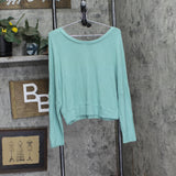 Auden Womens Cozy Ribbed Pullover Lounge Top 90605842 Green M