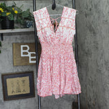 Poupette St. Barth Woven Floral Ciao Mini Dress WCIS25NBLZP Pink Lazuili XS