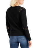 Tommy Hilfiger Womens Solid Lace-Trimmed Top J1LH0250