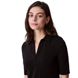 Calvin Klein Womens Crepe Jersey Polo Shirt Knit 44C221G Black L