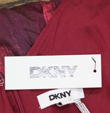 DKNY Womens Abstract V-Neck Belted Dress Midi Brush Stroke Brown Multi 10