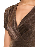 Tommy Hilfiger Ruched Velvet Puff Sleeve Fit Flare Dress Bronze / Black 4