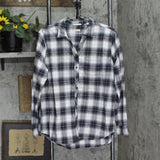 Weatherproof Vintage Womens Long-Sleeve Plaid Flannel Shirt Black Plaid L