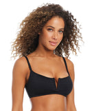 Bar III Womens Pucker Up V Wire Bikini Swim Top MBPU25151 Black L