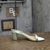 Jewel Badgley Mischka II Evening Sandals Block Heel Satin Aqua Blue Green 8M