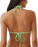 Cotton On Womens String Triangle Bikini Top Intense Lime / Black Crinkle XS