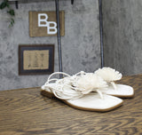 INC International Concepts Womens Gilma Flower Flat Sandals White Smooth 8M