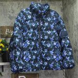 Woolrich X TGT Winter Floral Full Zip Collared Neck Patch Puffer Jacket Blue 3X