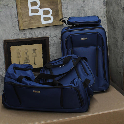 Tag 4-Piece Softside Spinner Suitcase Luggage Set Deep Blue 4-Piece
