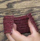 Fashion Elastic Open Cuff Seed Beaded Bracelet Maroon Red
