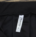 24seven Comfort Apparel Womens Pleated Knit Classic Knee Length Skirt Black M