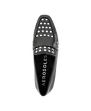 Aerosoles Womens Studded Tailored Loafer Faux Leather Black / Silver 8M
