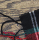 Style & Co. Womens Tartan Plaid Scarf Fringe Rectangle Fuzzy Black Red Multi