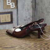 A New Day Womens Serafina Heels Rhinestone Strap Back Evening Burgundy Red 8M